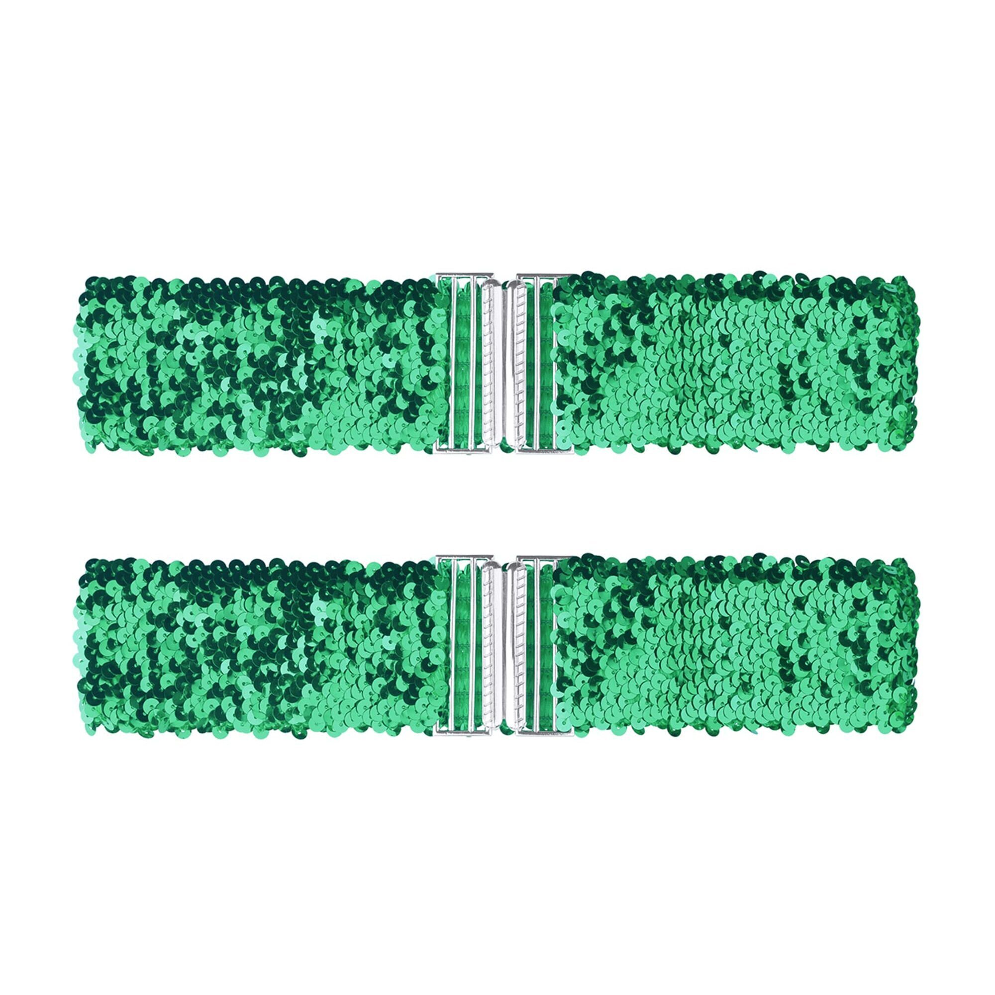 5452 Ladies Stretchy Wide Waist Belts Interlock Buckles Shinny Sequins Decor